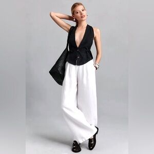 by ANTHROPOLOGIE / Cropped Drawstring Vest / Navy Blue / Size XXS